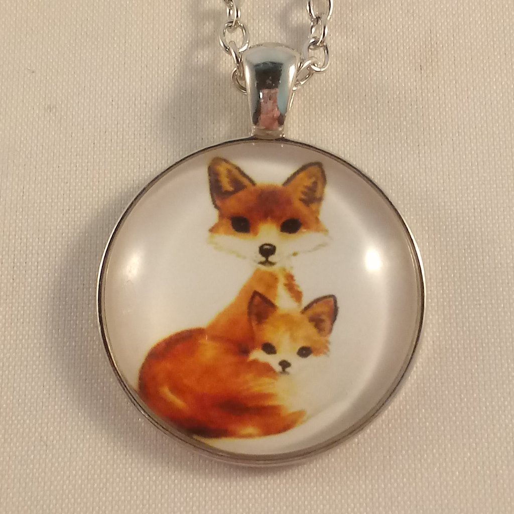 Silver Fox Cabochon Pendant Chain Necklace 20 Gorgeous Party Gift 20$